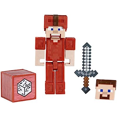 Minecraft Earth 8.5Cm Steve in Red Armor Leather Original
