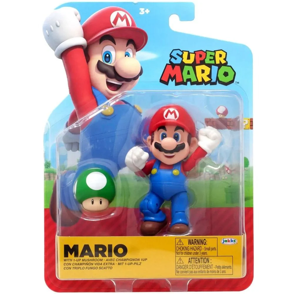 World of Nintendo Super Mario with 1Up Mushroom 4Inch