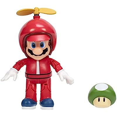 World of Nintendo Propeller Mario W/ Green Mushroom 10Cm