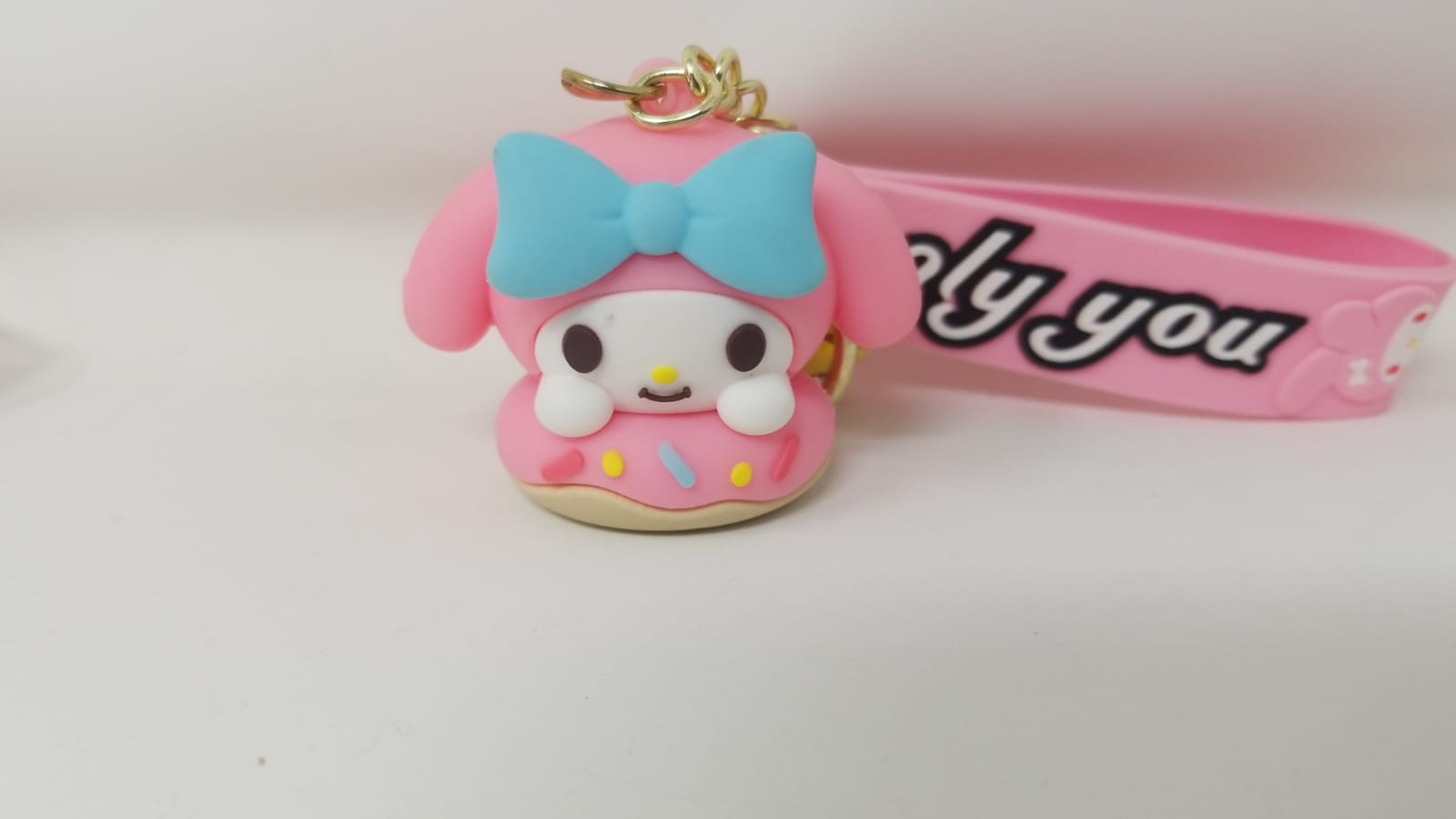 Llavero Goma Only You My Melody Hello Kitty Moño Celeste