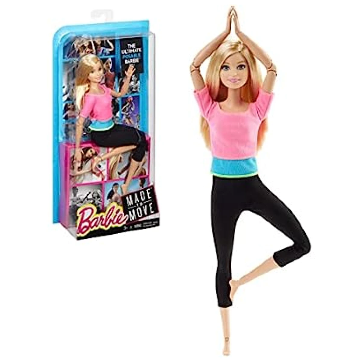 Barbie Made to Move Pink Yoga Leggings Blonde Hair