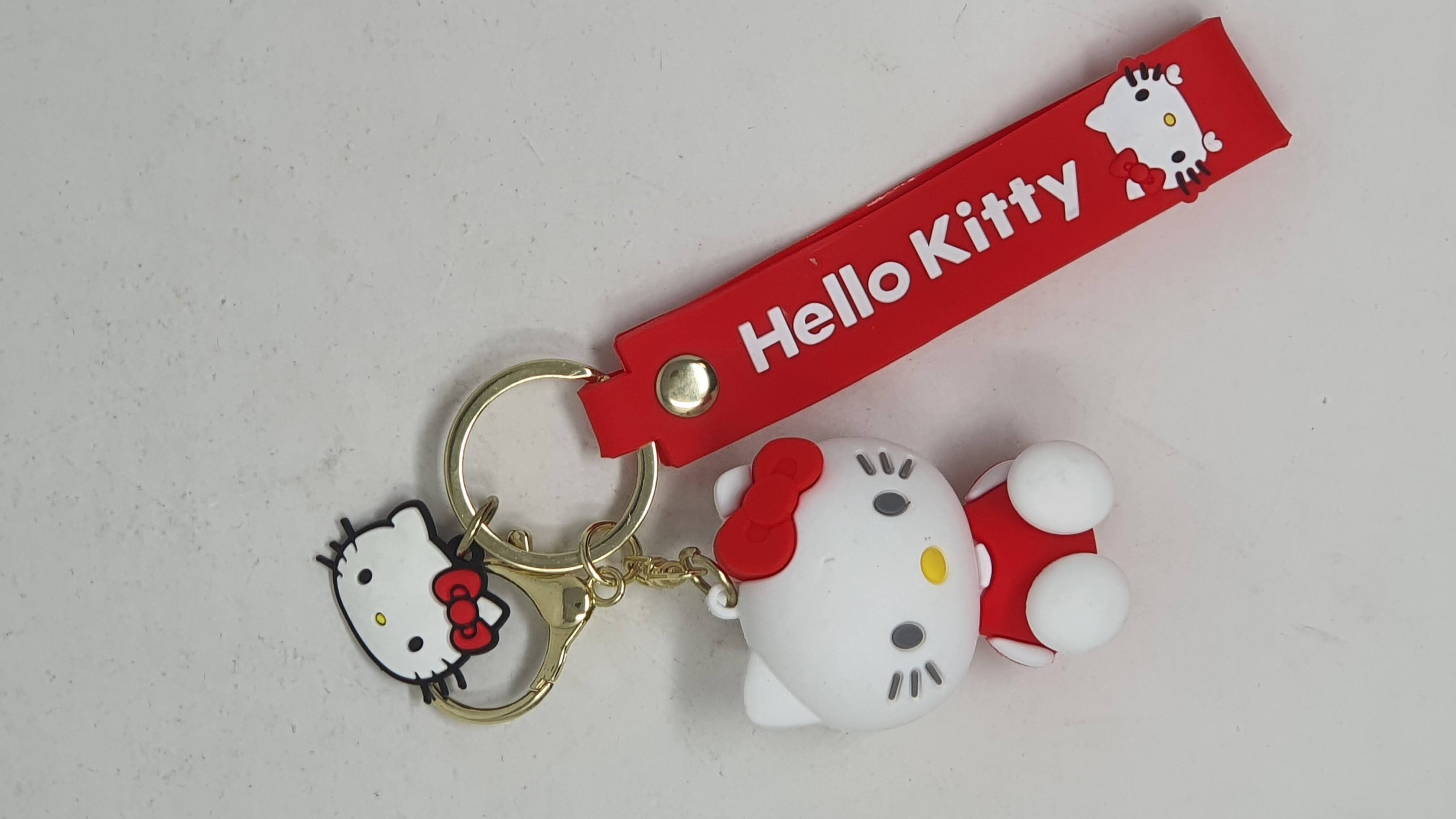 Llavero Goma Hello Kitty  Moño Rojo
