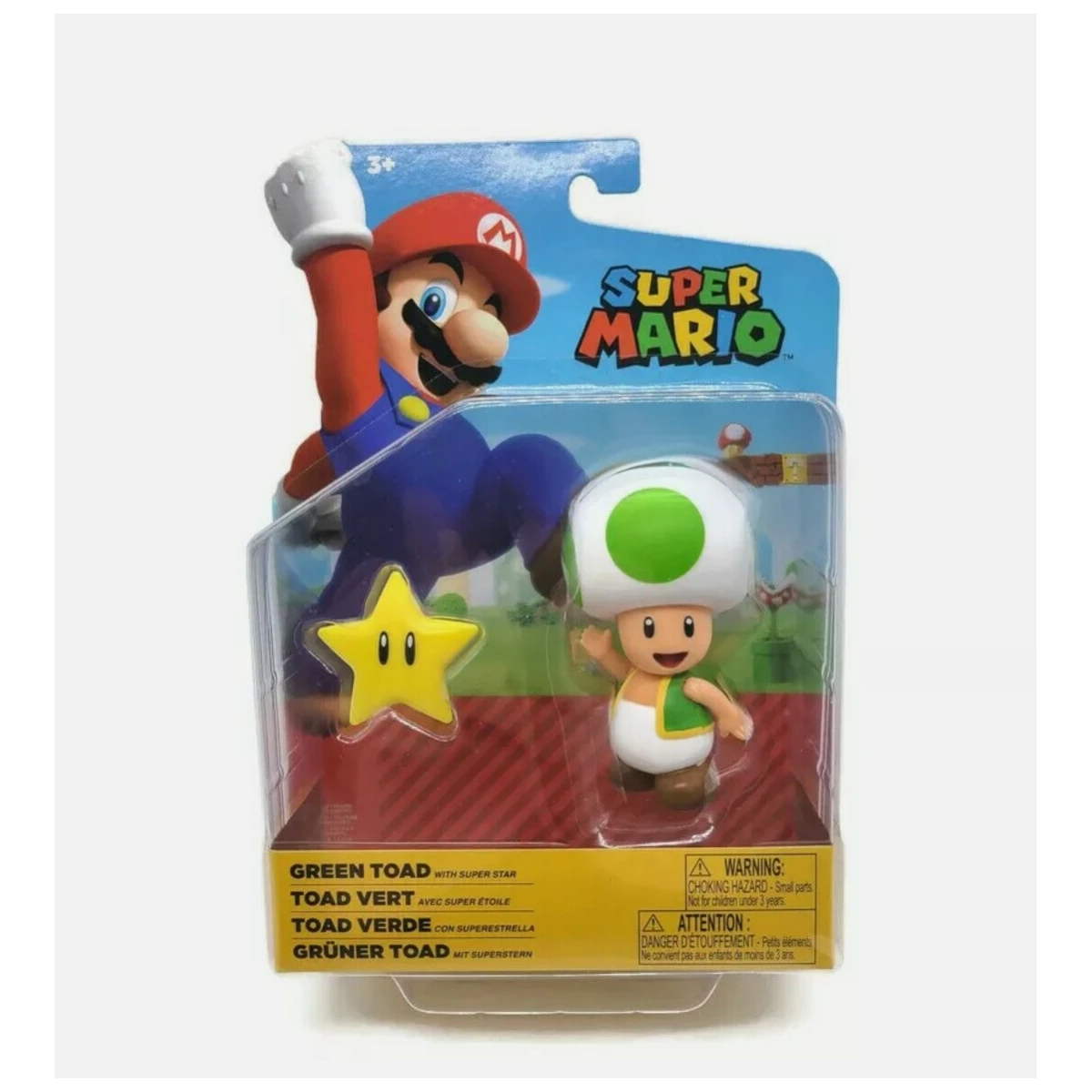 Super Mario Green Toad Con Estrella 10Cm Original