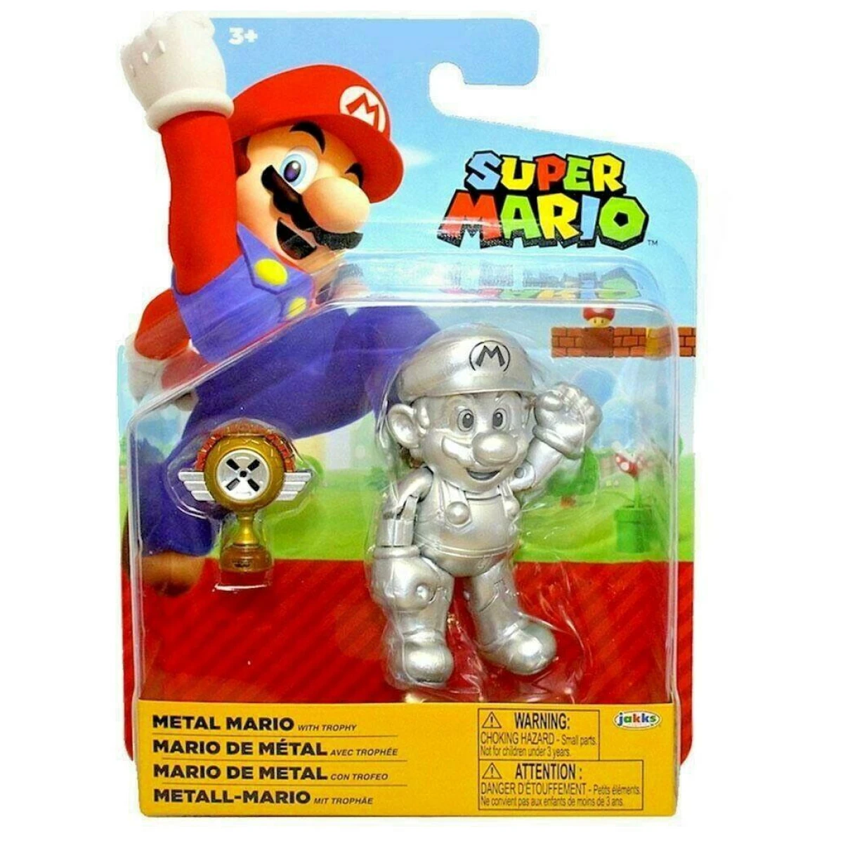 Super Mario Metal Mario with Trophy 10Cm Original